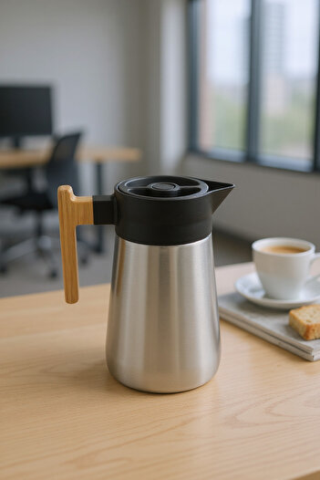 Bambum North Bamboo Handle Steel Thermos Inox 1.5 Liter
