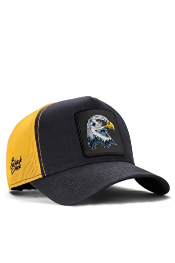 BlackBörk Eagle Logo Dark Anthracite-Yellow Trucker Hat