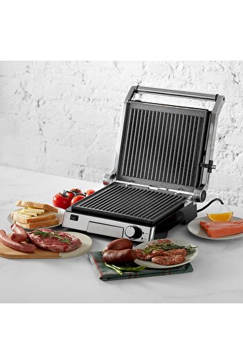 Karaca Fireproof Non-Stick Stainless Steel Biogranit Grill and Toaster Inox, 2000W