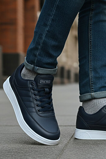 Giyyin Sneaker Sports Shoes Navy Blue Daily Comfortable Quality Lace-Up Orthopedic Suitable for Winter Floti