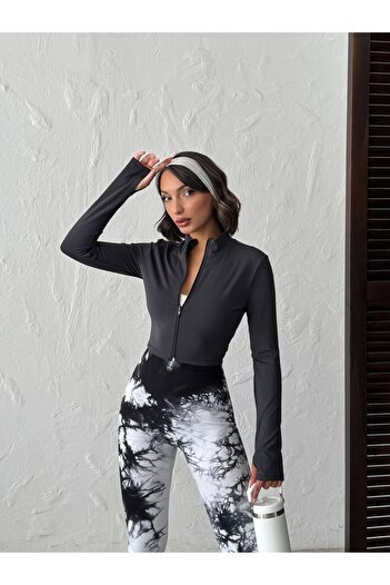 Miss Prova Soft Fabric Zippered and Finger-Looped Knitted Sports Jacket/Sweatshirt Missce7334