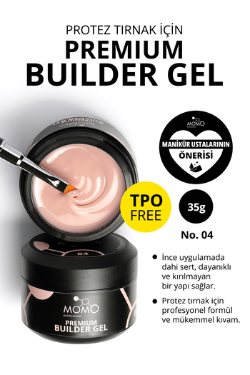 MOMO professional Premium Builder Gel, Protez Tırnak Jeli No.04, Bej, 35 gr, TPO- FREE