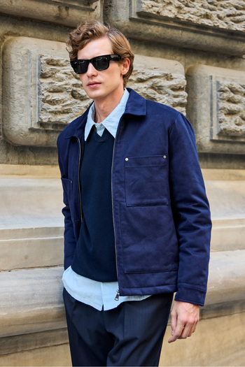 Danger Men's Cotton Jacket Coat Navy Blue