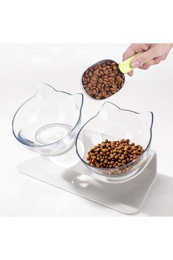 ZenAI Orthopedic Food and Water Bowl for Cats, 15-Degree Tilt, Non-Toxic Plastic, Non-Slip Base