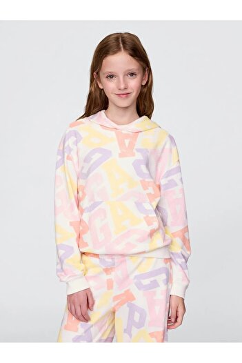 GAP Girl's Ecru V-Frch Sp Logo Po Sweatshirt 723295001-Multicolor