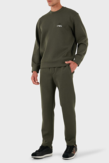 Emporio Armani Logo Embroidered Stretch Cotton Regular Fit Crew Neck Sweat Men's Sweat Em002919 Af10