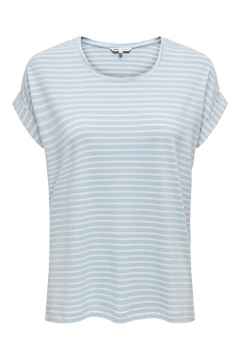 ONLY Tricou pentru femei, albastru Onlmoster Stripe, cu decolteu O, Jrs Noos 15206243-Clearsky