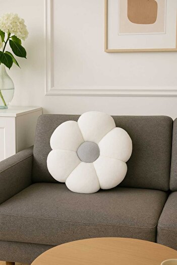 Plush Soft Ikiz Papatya Dekoratif Peluş Ve Kırlent Yastık Minder 2 Li