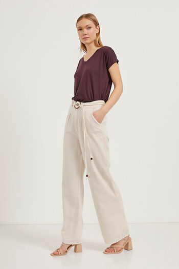 Arma Life Women's Wide Leg Stone Palazzo Trousers with Belt