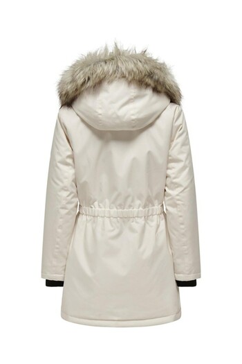 ONLY Women's White Onliris Fur Winter Parka Life Cc Otw Parka 15304625-Eggnog
