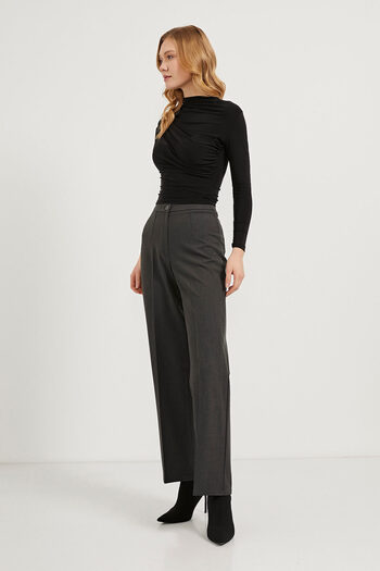 Arma Life Women's High Waist Wide Leg Anthracite Palazzo Trousers