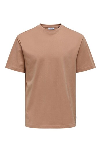 Only & Sons Μπλουζάκι Onsfred Lıfe Rlx Ss Tee N Kahverengi Erkek Kısa Kol