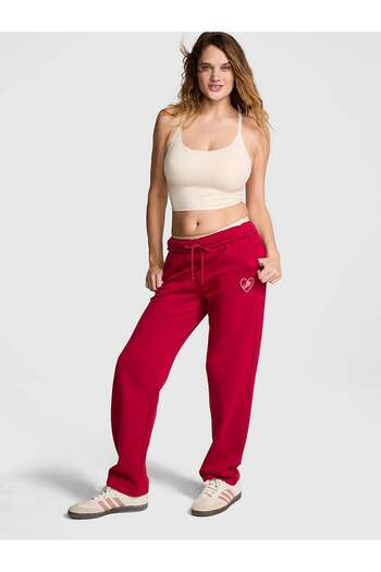 PINK Ivy Düz Paça Polar Eşofman Altı