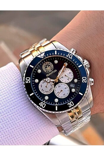 Quantum Brand Multifunctional Fenerbahçe Licensed 10Atm Waterproof Steel Band Fan Wristwatch
