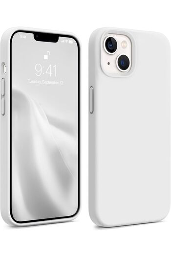 HyperAge iPhone 13 / 14 Case Inside Velvet Camera Raised Launch Silicone Cover White