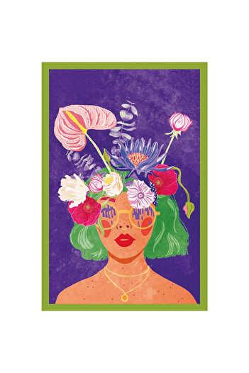 Hi Kami Girl with Blooming – Blooming Woman Illustration – Art Card & Gift Note Card |   10X15Cm