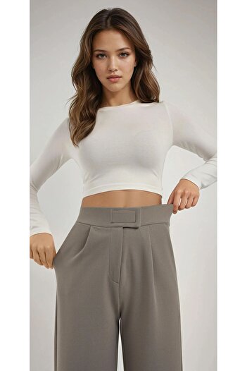 Hiccup High Waist Lycra Velcro Closure Crepe Palazzo Trousers