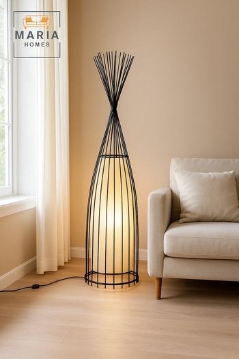 MARIA HOMES Decorative Cage Floor Lamp with Inner Fabric Diffuser