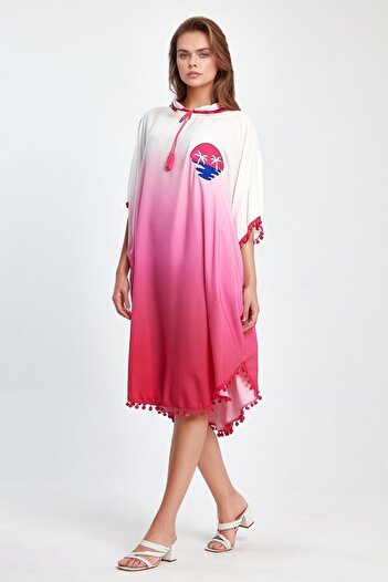 bacc Women's Maxi Length Pink Embroidered Tassel Woven Viscon Dress Bcvl-251014