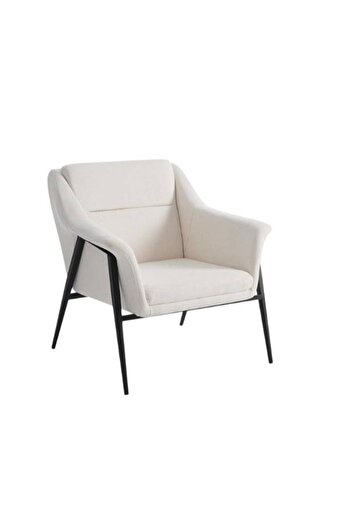 Crestj Upholstered single chair with a sturdy metal frame, ivory white