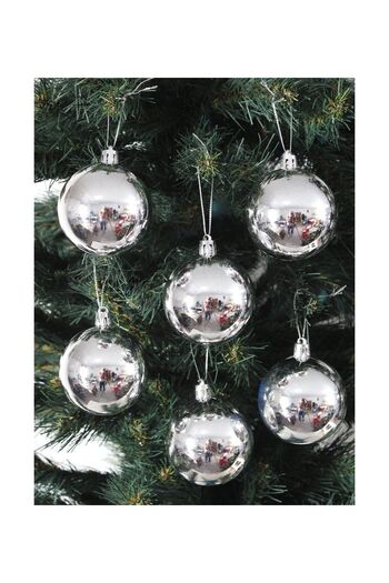 Deniz Party Store Ornament pentru Pom de Anul Nou Argintiu Luminos 6 Bucăți 6 Cm