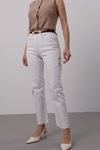 FACETTE Women's Ecru Cut-Out Jeans