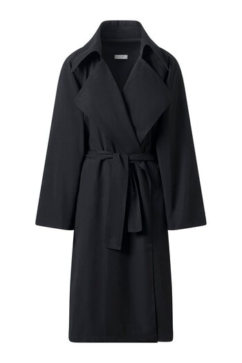 FACETTE Women's 202288944   Black Belted Seasonal Thin Trench Coat