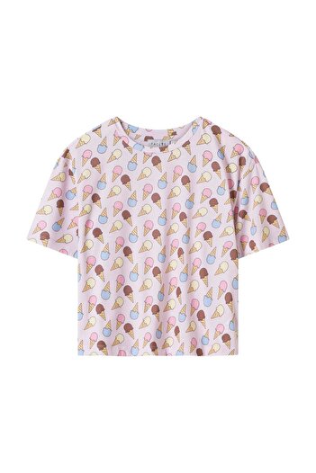 FACETTE Women's Pink Ice Cream Pattern T-Shirt Shorts Pajama Set