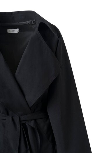 FACETTE Women's 202288944   Black Belted Seasonal Thin Trench Coat