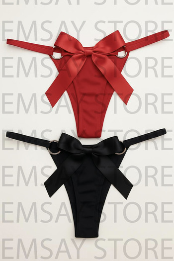 Emsay Store Set de 2 chiloți sexy cu fundă disponibilă în mărime mare
