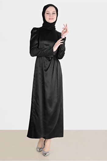 Alvina Satin Belted Dress - Model 42527