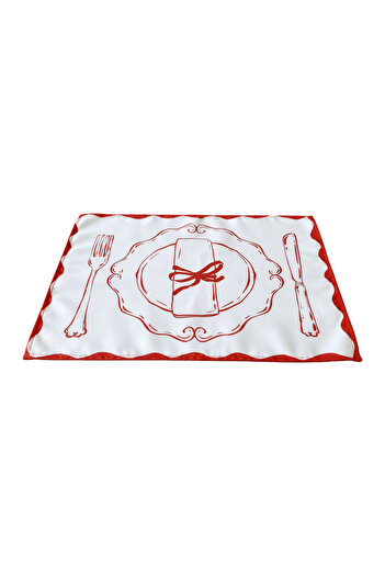 RahanDesign Bow Patterned American Tablecloth Set of 4 - 35X45Cm - 4-Piece Suede American Tablecloth Set