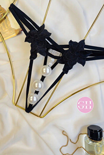 G&H UNDERWEAR String Thong Panties with Pearls (with Large Pearls)