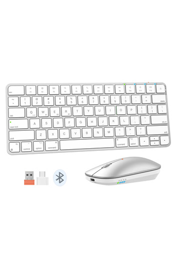 MeeTion Wireless Bluetooth Keyboard and Mouse for Mac, Multi Device Quiet Slim Rechargeable Low Prof
