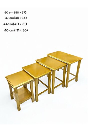 bwabt al khair Elegant 4-Piece Gold Side Wooden Coffee Table Set