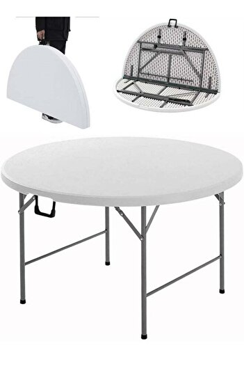 Cady One Kadi One Round Plastic Folding Table for Camping, Travel, and Home 120x73 cm