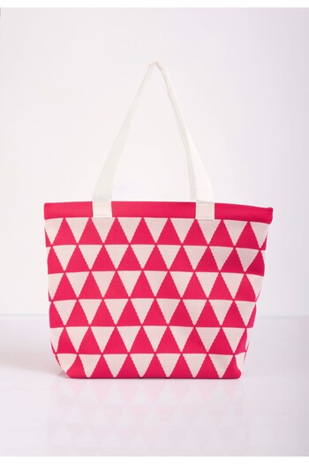 Sebir Moda Triangle Patterned Knitwear Shoulder and Beach Bag