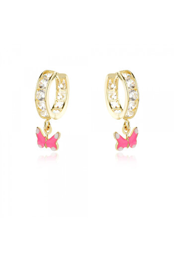 Sandra Ferretti 14K Yellow Gold Butterfly Earrings for Children