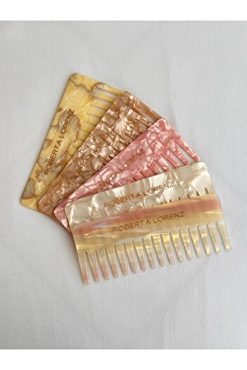 Roberta Lorenz Women's White Pearlescent Wide Tooth Comb/ Portable/ 15 Cm/ Acetate Material