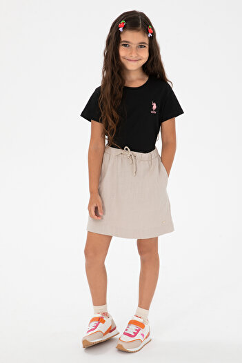 U.S. Polo Assn. Girl's Beige Linen Blend Woven Skirt 50304328-Vr011