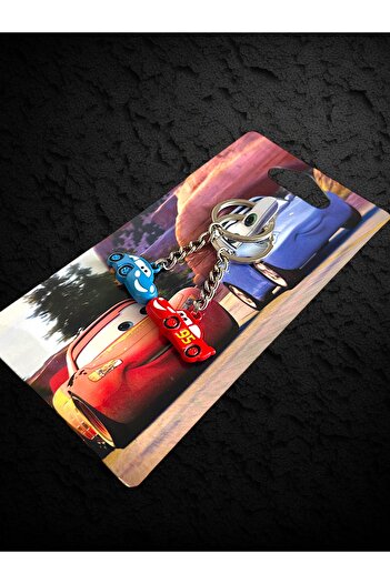 Vexa Aksesuar Magnet Mcqueen & Sally Red Blue Lightning Cars Couple Keychain Resin End Dating Keychain
