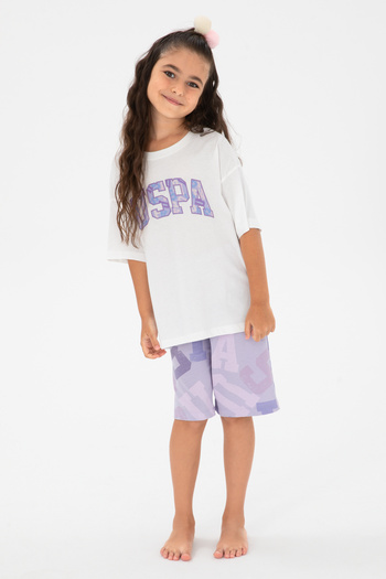 U.S. Polo Assn. Girl's Lilac Shorts Pajama Set 50312553-Vr013