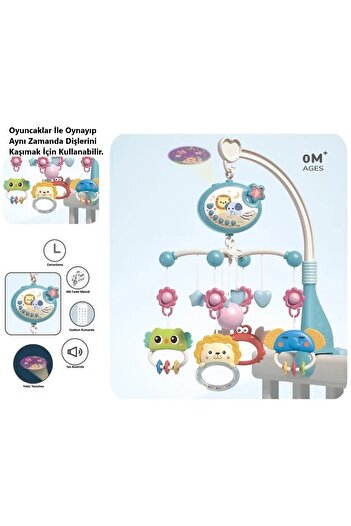 Brother Toys Tavana Yıldız Yansıtan Pilli Işıklı Müzikli Uzaktan Kumandalı Dönence Beşik Bebek 360° Dönebilir
