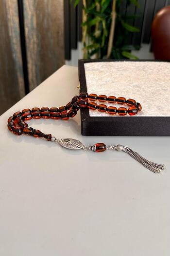 dergah tesbih Ottoman Model Clamping Amber Silver Design