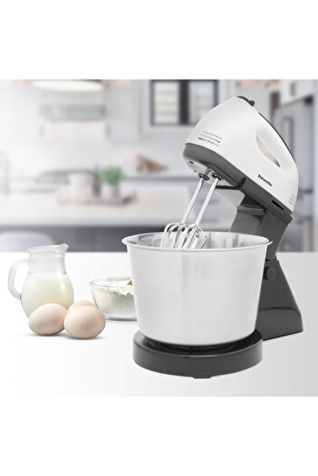 Promagg Stainless steel hand mixer with mixing bowl - 7 speeds, 2 whisks, 2 arms