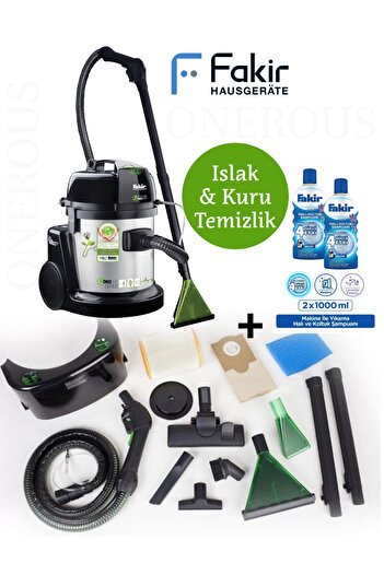 Fakir 1600WAAT Yüksek Performanslı Islak & Kuru Halı Koltuk Süpürme ve Yıkama Makinesi + halı Şampuanı