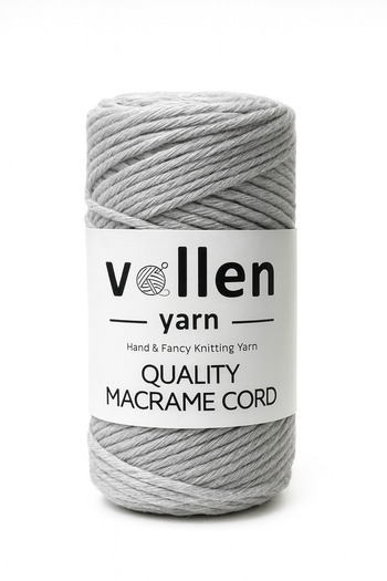 vollen yarn Tanned Macrame Twine, 3mm Single Twist, Macrame Knitting Twine, Tanned Cotton Macrame, Gray