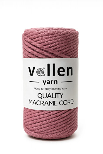 vollen yarn Tanned Macrame Twine, 3mm Single Twist, Macrame Knitting Twine, Tanned Cotton Macrame, Dusty Rose