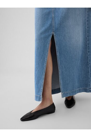 GAP Kadın Mavi UltraSoft Denim Midi Etek