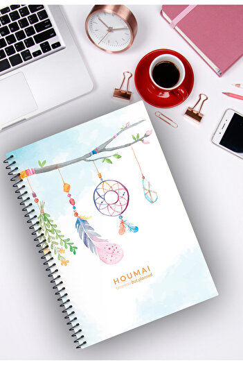 Kentsoylu Cardboard Cover A5 96 Pages Spiral Notebook, Houmai Series Special Collection, Checkered